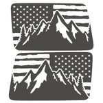 US FLAG MOUNTAINS QUARTER WINDOW DRIVER & PASSENGER DECALS