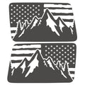 US FLAG MOUNTAINS QUARTER WINDOW DRIVER & PASSENGER DECALS