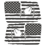 US FLAG PITBULL QUARTER WINDOW DRIVER & PASSENGER DECALS