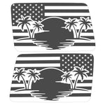 US FLAG SUNSET PALMS QUARTER WINDOW DRIVER & PASSENGER DECALS