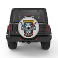 US ARMY SKULL AND GUNS WHITE TIRE COVER
