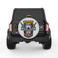 US ARMY SKULL AND GUNS SILVER CARBON FIBER TIRE COVER