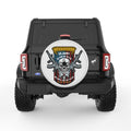 US ARMY SKULL AND GUNS PEARL  WHITE CARBON FIBER TIRE COVER
