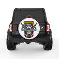 US ARMY SKULL AND GUNS WHITE TIRE COVER