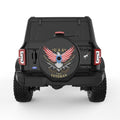 USA FLAG BALD EAGLE BLACK TIRE COVER