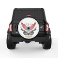 USA FLAG BALD EAGLE WHITE TIRE COVER