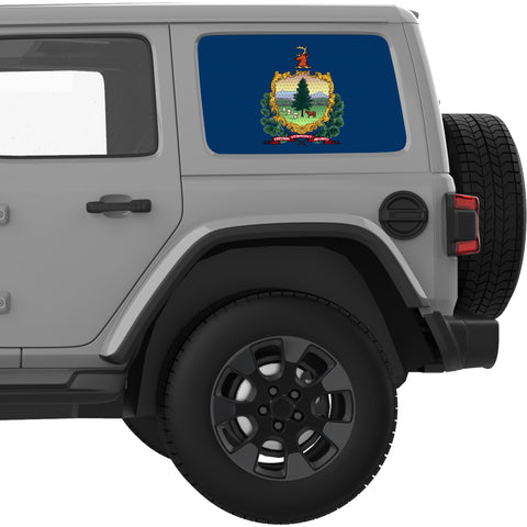 VERMONT STATE FLAG QUARTER WINDOW DECAL FITS 2018+ JEEP WRANGLER 4 DOOR HARD TOP JLU