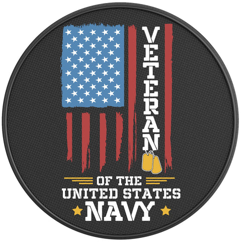 VETERAN OF THE UNITED STATES NAVY BLACK CARBON FIBER TIRE COVER