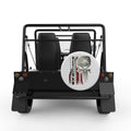 VETERAN SKULL AND GUNS WHITE CARBON FIBER TIRE COVER FOR MOKE