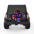 VIBRANT PSYCHEDELIC MUSHROOMS BLACK CARBON FIBER TIRE COVER