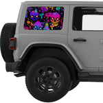 VIBRANT PSYCHEDELIC MUSHROOMS QUARTER WINDOW DECAL FITS 2011-2018 JEEP WRANGLER 4 DOOR HARD TOP JKU