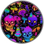 VIBRANT PSYCHEDELIC MUSHROOMS SILVER CARBON FIBER TIRE COVER