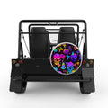 VIBRANT PSYCHEDELIC MUSHROOMS SILVER CARBON FIBER TIRE COVER FOR MOKE