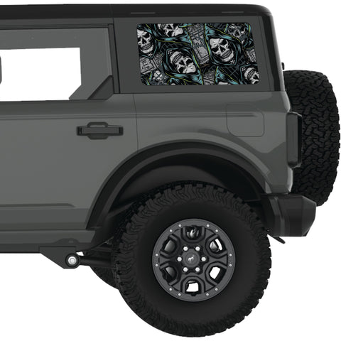 VINTAGE HALLOWEEN PATTERN QUARTER WINDOW DECAL FITS 2021+ FORD BRONCO 4 DOOR HARD TOP