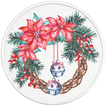 WATERCOLOR CHRISTMAS WREATH PEARL  WHITE CARBON FIBER TIRE COVER