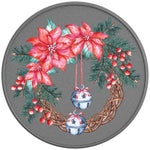 WATERCOLOR CHRISTMAS WREATH SILVER CARBON FIBER TIRE COVER