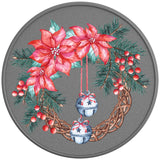 WATERCOLOR CHRISTMAS WREATH SILVER CARBON FIBER TIRE COVER