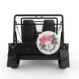 WATERCOLOR CHRISTMAS WREATH WHITE TIRE COVER FOR MOKE