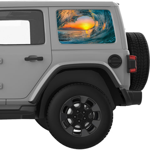 WAVE SUNSET QUARTER WINDOW DECAL FITS 2018+ JEEP WRANGLER 4 DOOR HARD TOP JLU