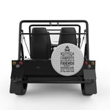 WELCOME TO OUR CAMPSITE SILVER CARBON FIBER TIRE COVER FOR MOKE