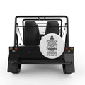 WELCOME TO OUR CAMPSITE WHITE TIRE COVER FOR MOKE