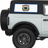 WEST VIRGINIA STATE FLAG QUARTER WINDOW DECAL FITS 2021+ FORD BRONCO 2 DOOR HARD TOP