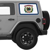 WEST VIRGINIA STATE FLAG QUARTER WINDOW DECAL FITS 2018+ JEEP WRANGLER 4 DOOR HARD TOP JLU