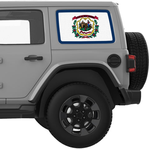 WEST VIRGINIA STATE FLAG QUARTER WINDOW DECAL FITS 2018+ JEEP WRANGLER 4 DOOR HARD TOP JLU