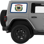 WEST VIRGINIA STATE FLAG QUARTER WINDOW DECAL FITS 2011-2018 JEEP WRANGLER 4 DOOR HARD TOP JKU