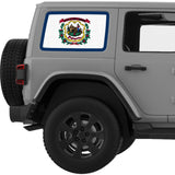 WEST VIRGINIA STATE FLAG QUARTER WINDOW DECAL FITS 2011-2018 JEEP WRANGLER 4 DOOR HARD TOP JKU
