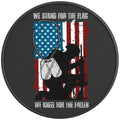 WE STAND FOR THE FLAG WE KNEEL FOR THE FALLEN PEARL  WHITE CARBON FIBER TIRE COVER