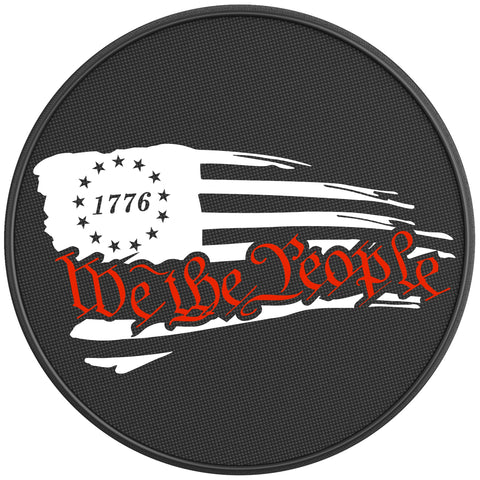 WE THE PEOPLE AMERICAN FLAG 1776 BLACK CARBON FIBER TIRE COVER