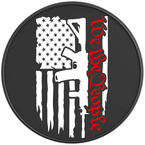 WE THE PEOPLE AMERICAN FLAG 2ND AMENDMENT BLACK CARBON FIBER TIRE COVER