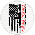 WE THE PEOPLE AMERICAN FLAG 2ND AMENDMENT PEARL  WHITE CARBON FIBER TIRE COVER