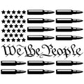 WE THE PEOPLE AMERICAN FLAG WITH BULLETS