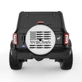 WE THE PEOPLE AMERICAN FLAG WITH BULLETS PEARL  WHITE CARBON FIBER TIRE COVER