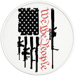 WE THE PEOPLE AMERICAN FLAG WITH GUNS PEARL  WHITE CARBON FIBER TIRE COVER