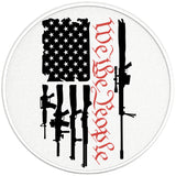 WE THE PEOPLE AMERICAN FLAG WITH GUNS PEARL  WHITE CARBON FIBER TIRE COVER