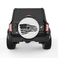 WE THE PEOPLE DISTRESSED FLAG PEARL  WHITE CARBON FIBER TIRE COVER