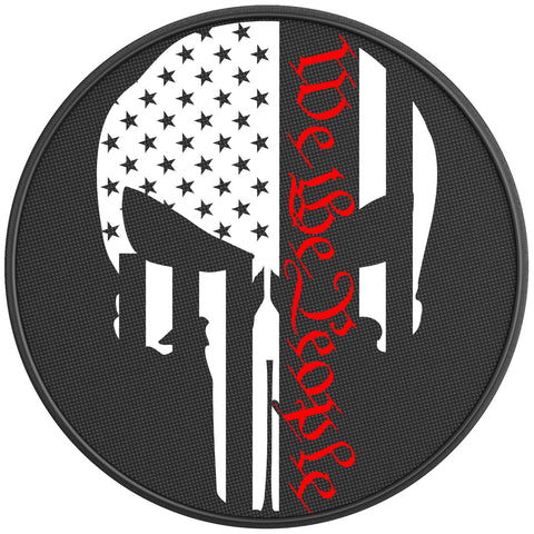 WE THE PEOPLE PUNISHER SKULL BLACK CARBON FIBER TIRE COVER