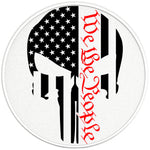 WE THE PEOPLE PUNISHER SKULL PEARL  WHITE CARBON FIBER TIRE COVER