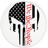 WE THE PEOPLE PUNISHER SKULL PEARL  WHITE CARBON FIBER TIRE COVER