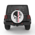 WE THE PEOPLE PUNISHER SKULL SILVER CARBON FIBER TIRE COVER