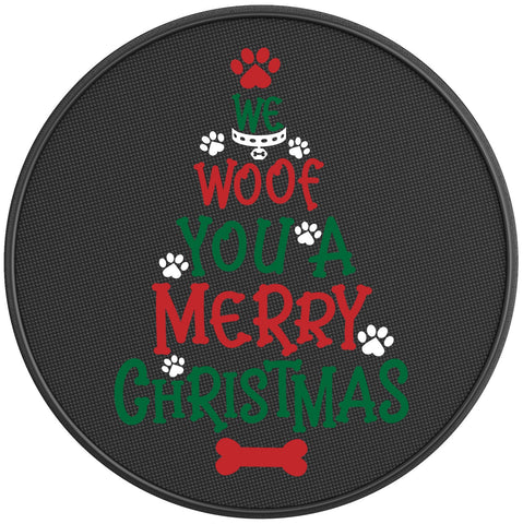WE WOOF YOU A MERRY CHRISTMAS BLACK CARBON FIBER TIRE COVER