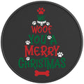 WE WOOF YOU A MERRY CHRISTMAS PEARL  WHITE CARBON FIBER TIRE COVER