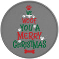 WE WOOF YOU A MERRY CHRISTMAS SILVER CARBON FIBER TIRE COVER