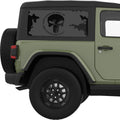 WHEN TYRANNY BECOMES LAW PUNISHER SKULL QUARTER WINDOW DECAL FITS 2011-2018 JEEP WRANGLER 2 DOOR HARD TOP JK