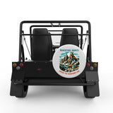 WHERE THE MOUNTAINS CALL WHITE CARBON FIBER TIRE COVER FOR MOKE