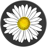 WHITE DAISY BLACK CARBON FIBER TIRE COVER