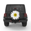 WHITE DAISY BLACK CARBON FIBER TIRE COVER